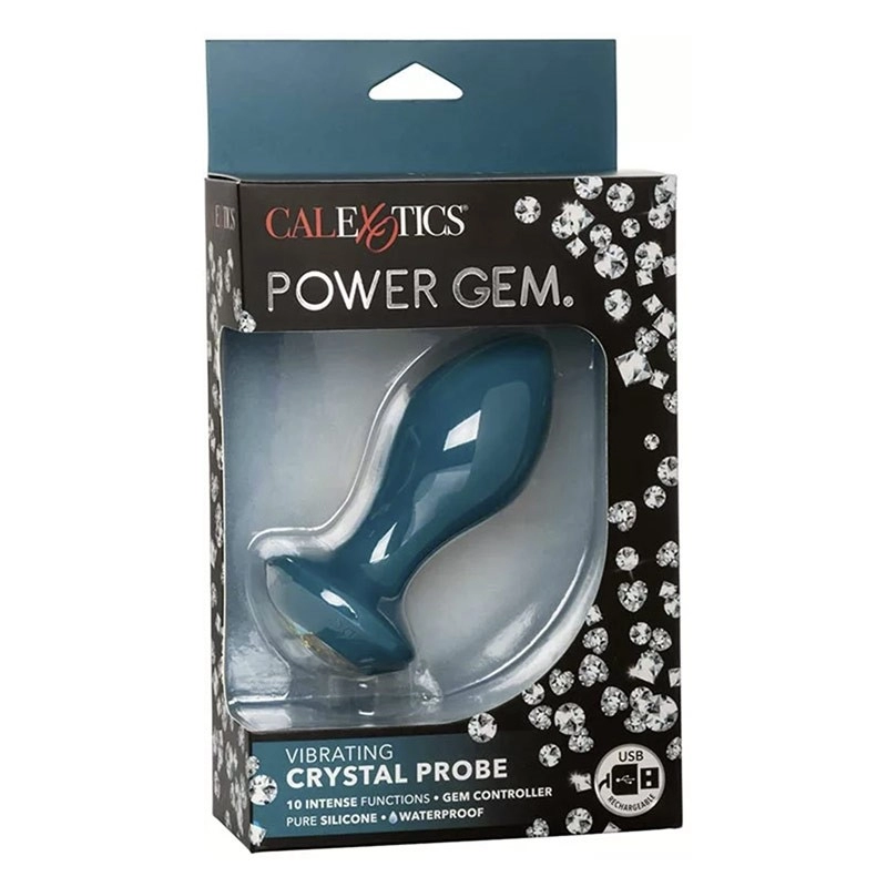 Plug anal vibrant (Bleu pétrole) - CalExotics Power Gem Crystal Probe