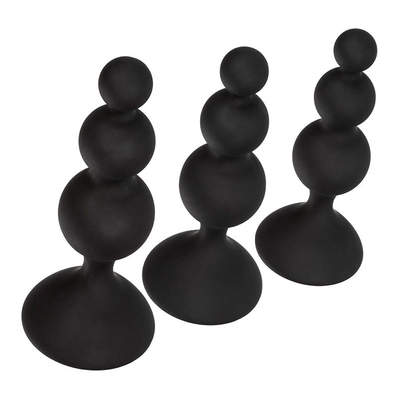 Anal Bead Set (Black) - CalExotics Silicone Beaded Anal Kit