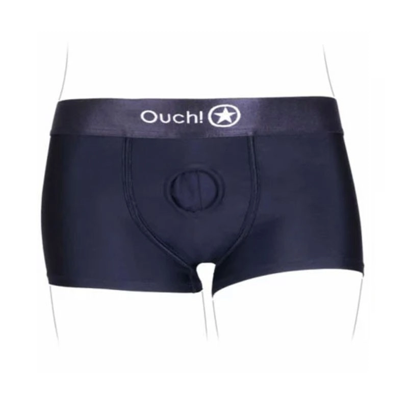 Imbracatura lingerie Ouch! Vibrating Strap-on Boxer - Nero