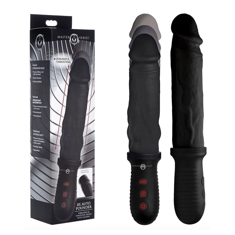 Vibratore realistico con movimento alternato (nero) - Master Series Auto Pounder