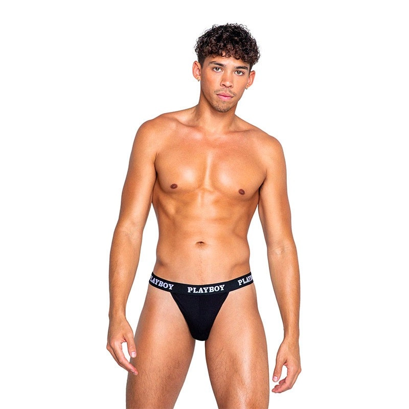 String de gym pour homme Playboy - Noir