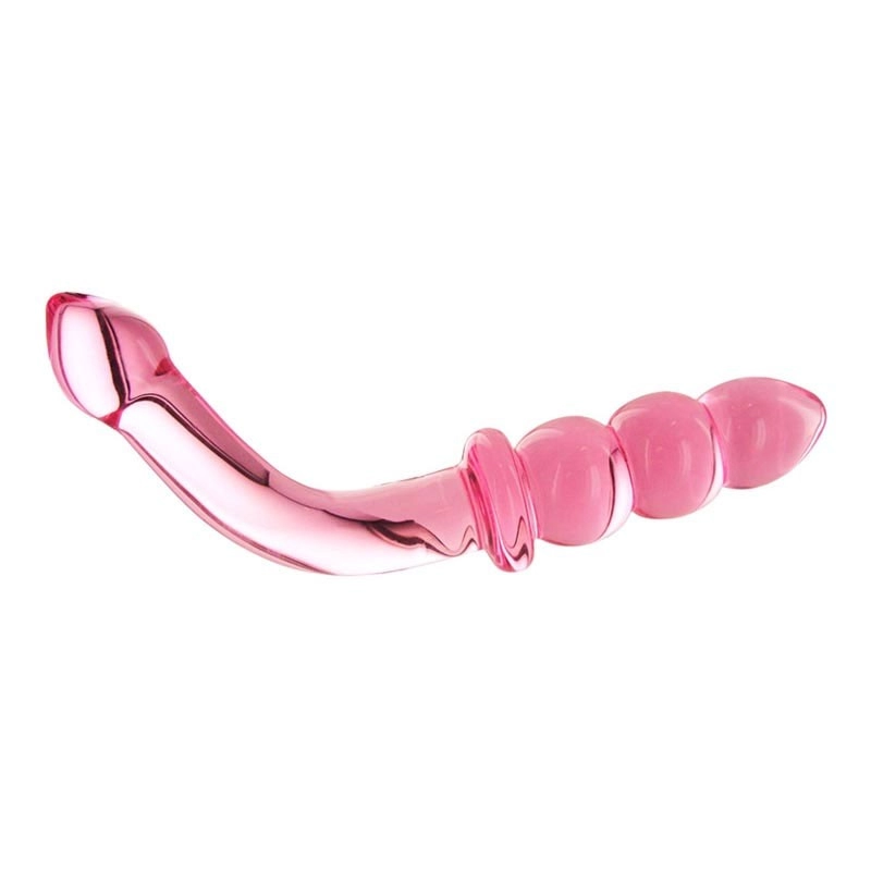 Dildo en verre Prisms Hamsa point G & prostate - Rose