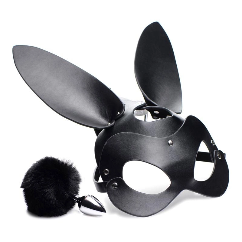 Set bondage Masque de lapin et Plug anal à pompon - Tailz