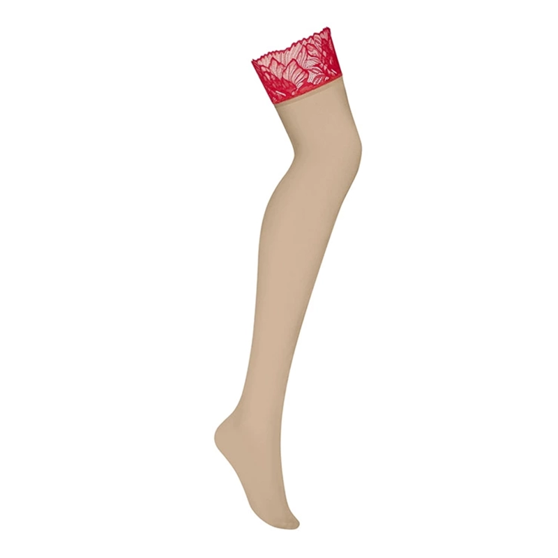 Calze sexy Obsessive Matildea - Rosso e beige