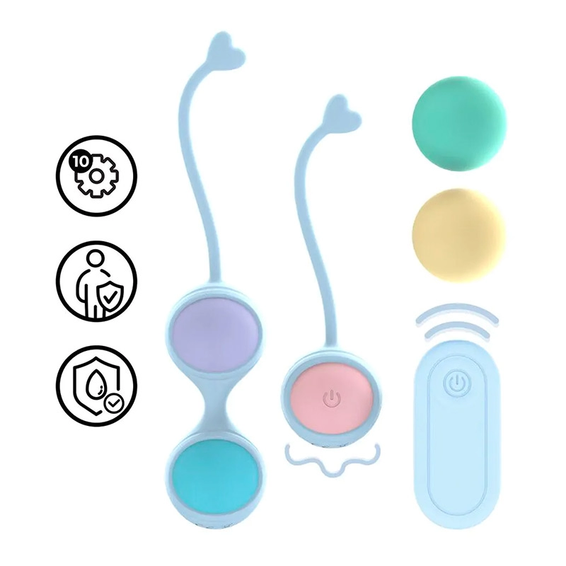 Kit Loveline Kegel - 1 pallina vibrante telecomandata + 4 palline con peso