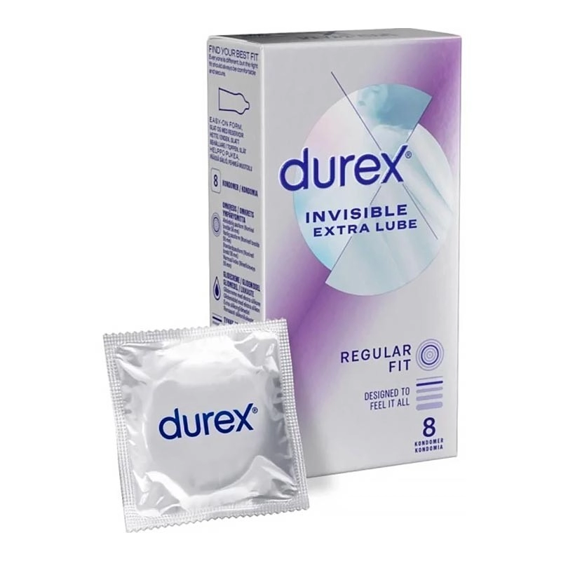 Durex Invisible Extra Lube - Préservatif extra lubrifié et ultra fin (8 pcs)