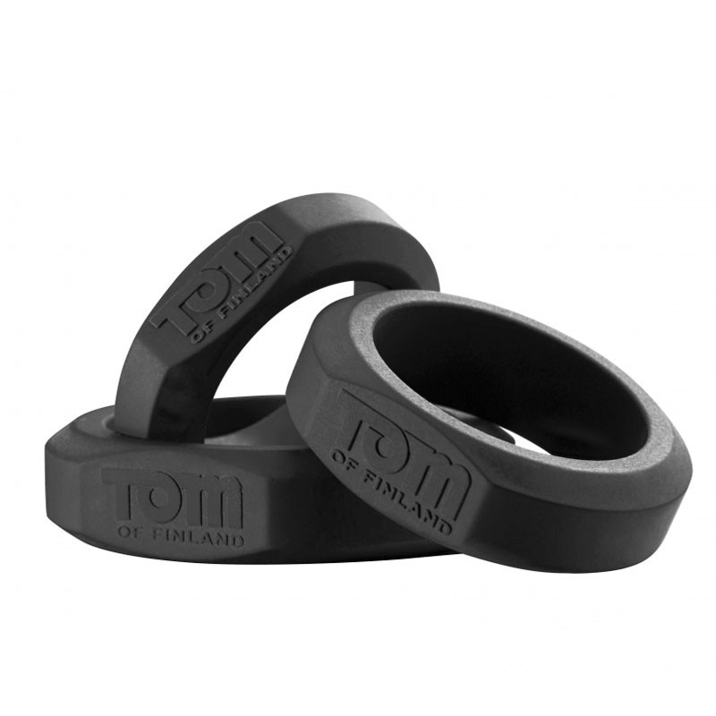 Cockring Set estensibile 3 pz. Nero - Tom Of Finland