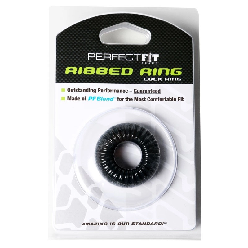 Anneau pénien Ribbed Ring Noir - PerfectFit