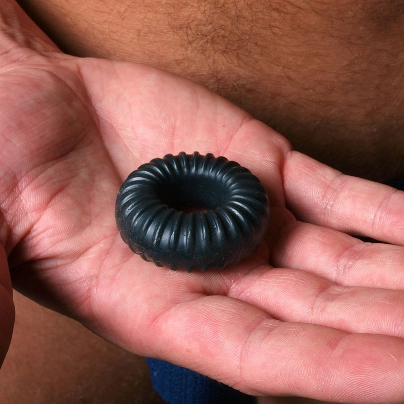 Anneau pénien Ribbed Ring Noir - PerfectFit